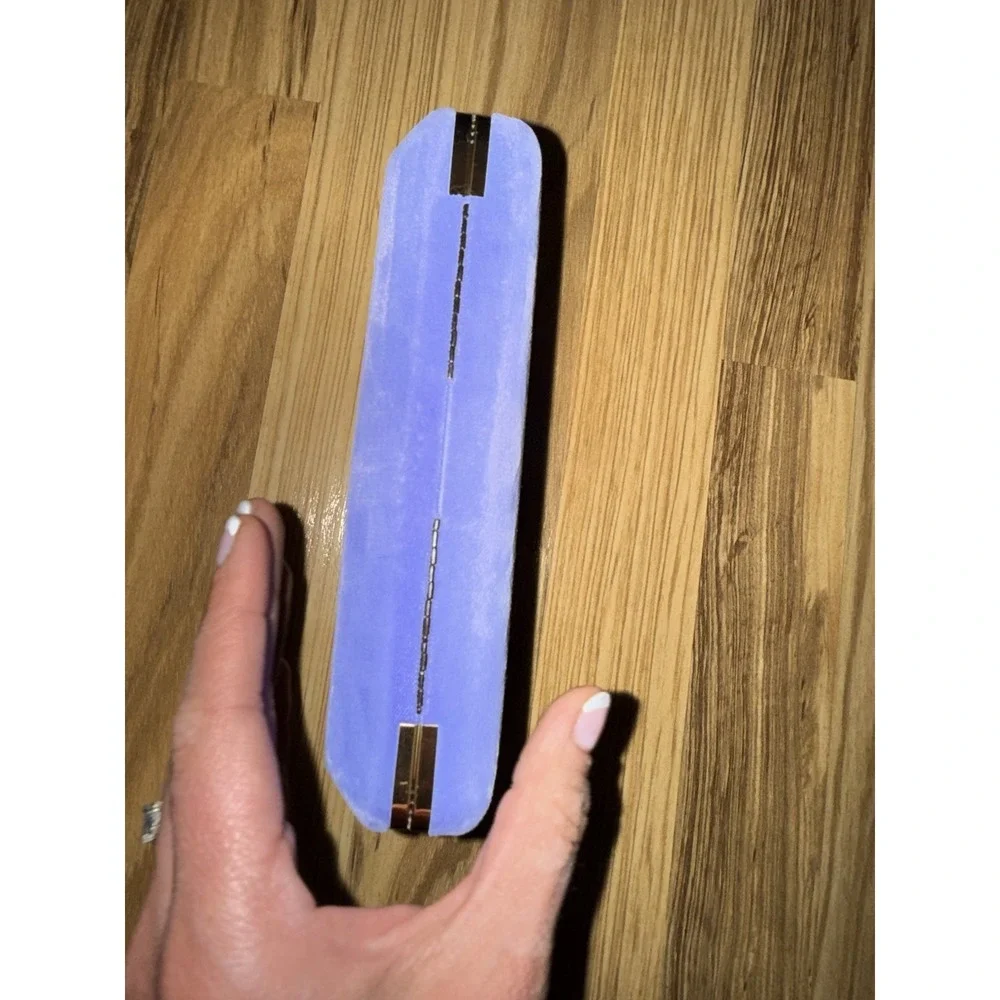 Vintage Prestige Clamshell Jewelry Travel Box Purple Blue Velvet Mid-century